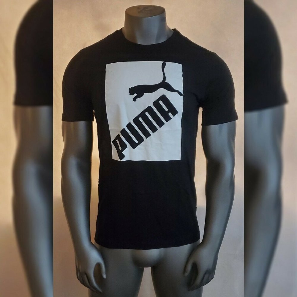 PUMA AUTHENTIC BIG LOGO TEE REGULAR FIT CREW NECK SHORT SLEEVE SIZE L BLACK